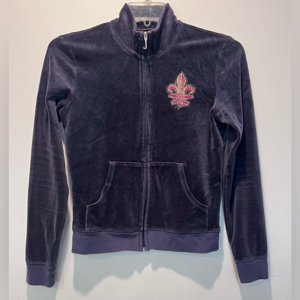 Y2K Juicy Couture Purple Velour Zip-Up Jacket size Large